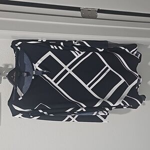 White and navy blouse